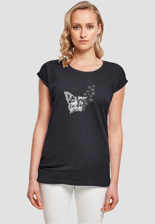 Ladies Its Your Time To Bloom Extended Shoulder Tee-0