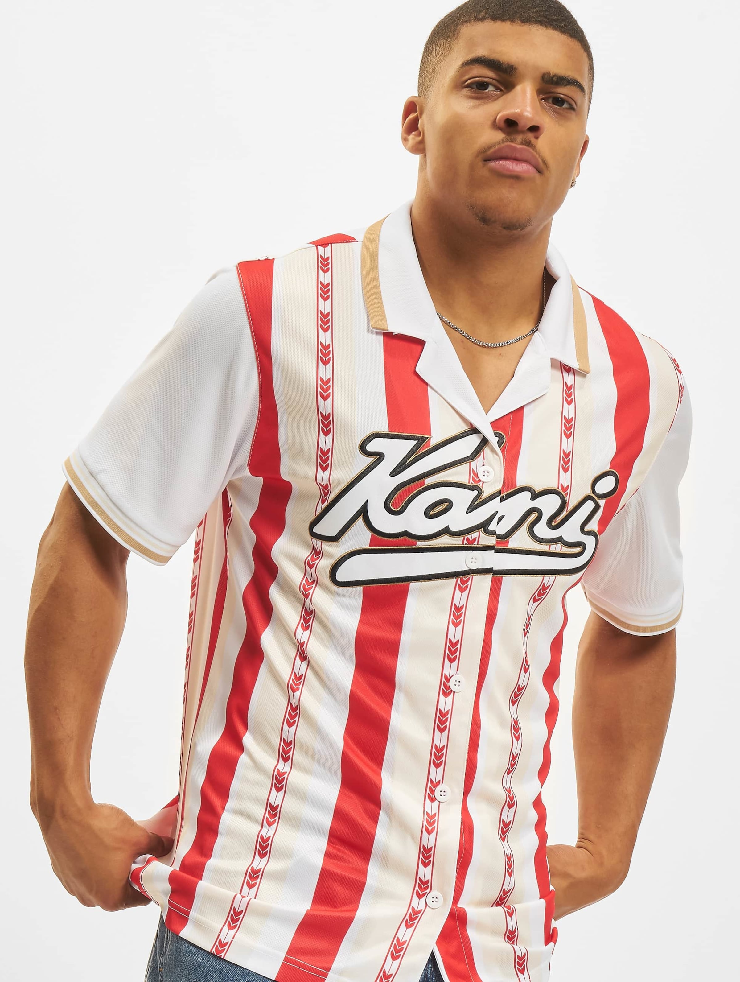 KM222-002-1 Varsity Block Stripe Baseball Shirt