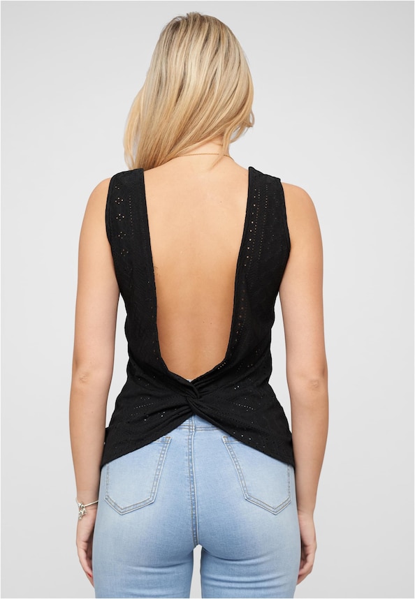 Top mit Lochmuster und hinten offen in Wickeloptik-1