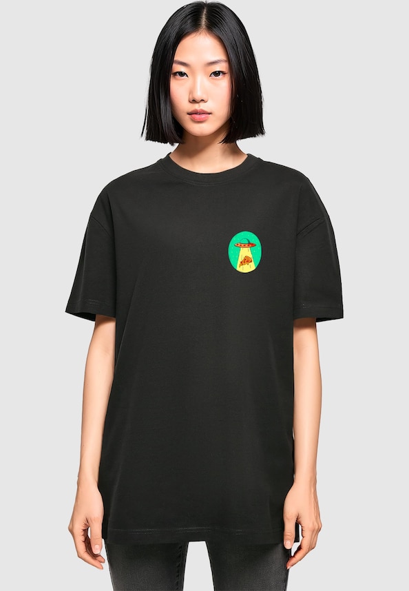 Ladies Ufo Pizza Oversized Boyfriend Tee-0