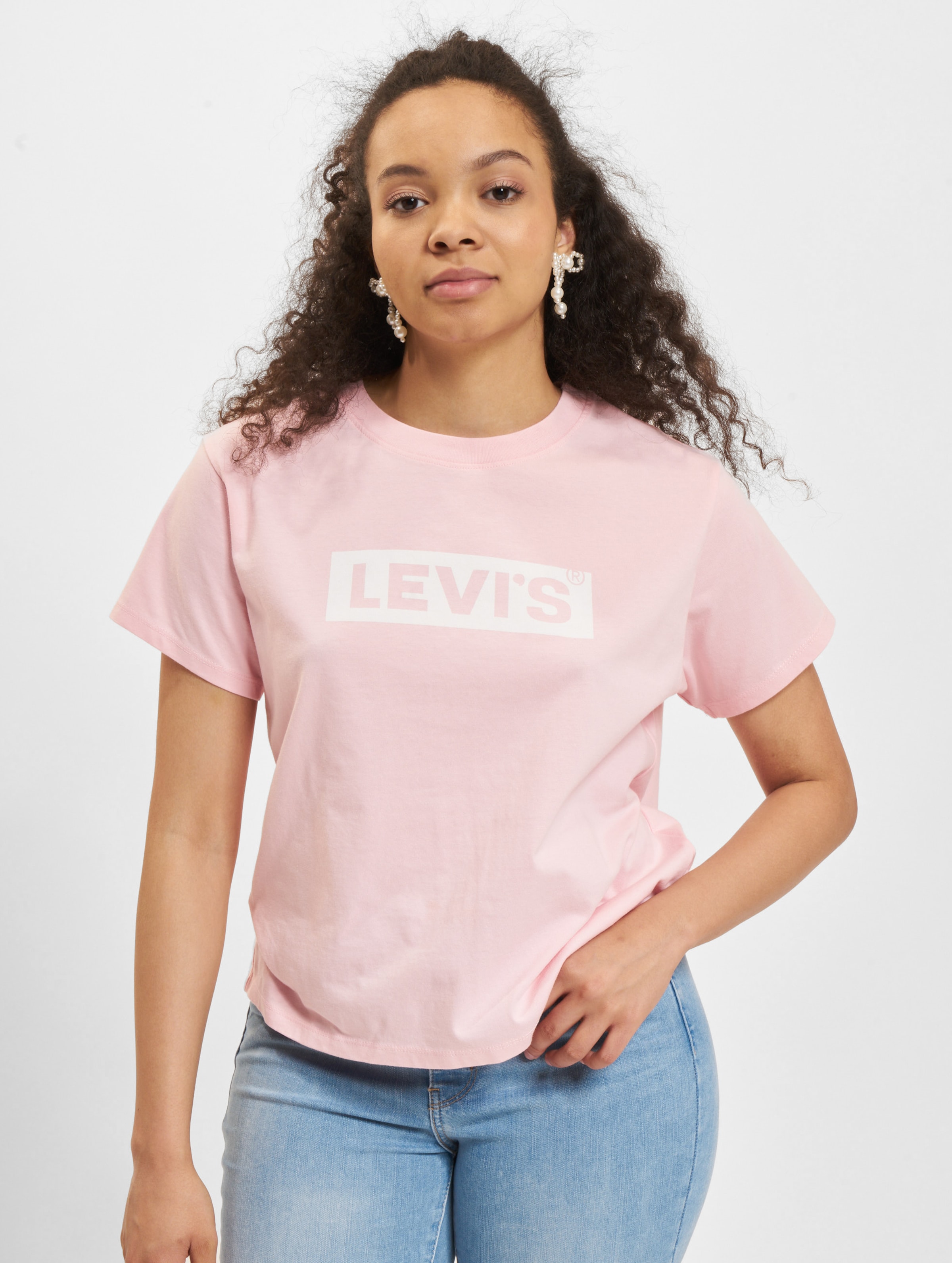 Levi's Levis Cropped Jordie T-Shirt Frauen,Unisex op kleur roze, Maat XS