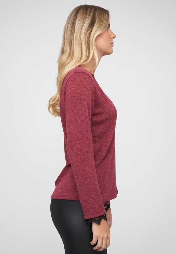 Cloud5ive Longsleeve mit Knopfleiste Spitzeneinsatz-3