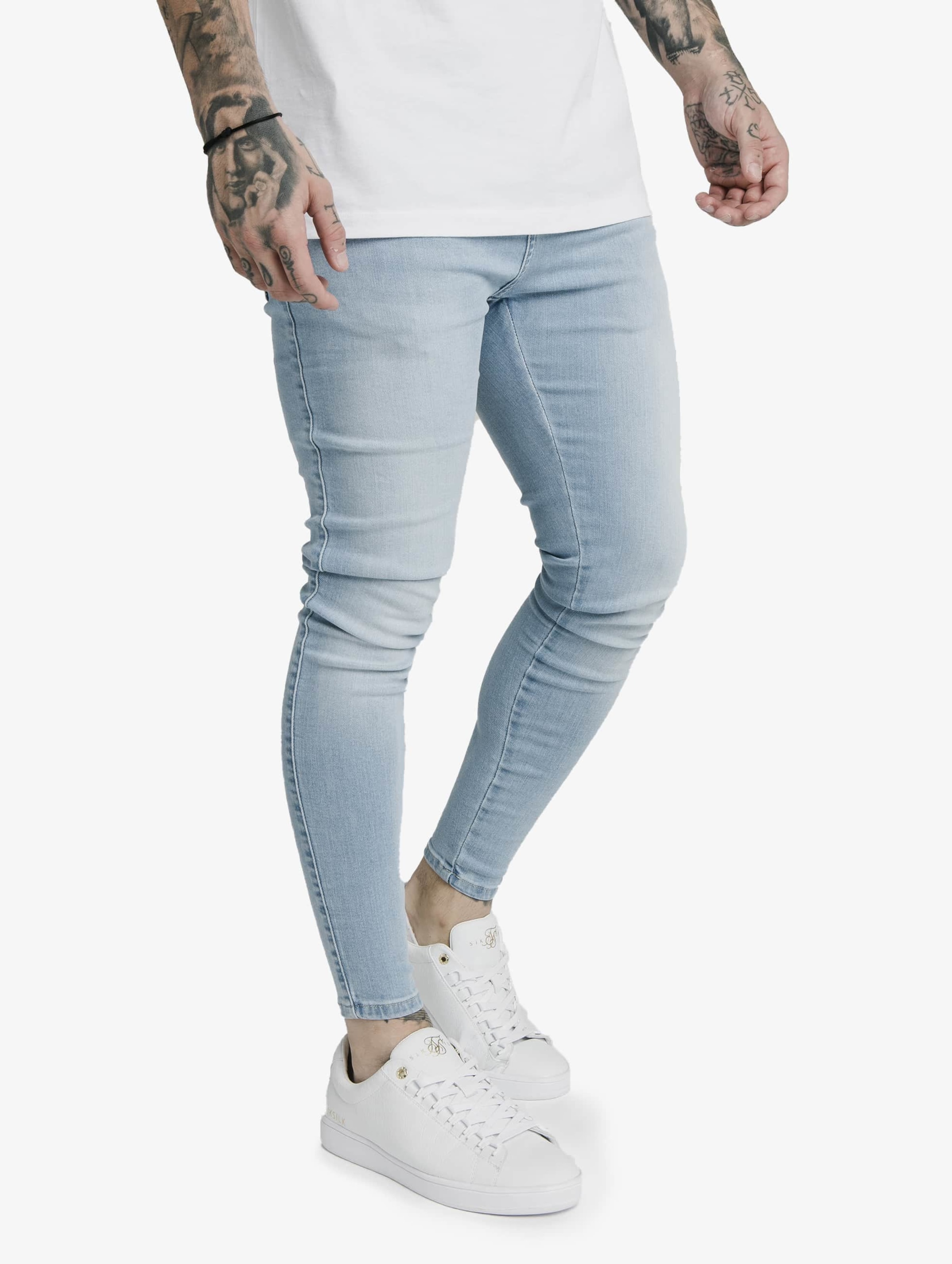 Sik Silk Skinny Jeans Mannen op kleur blauw, Maat M