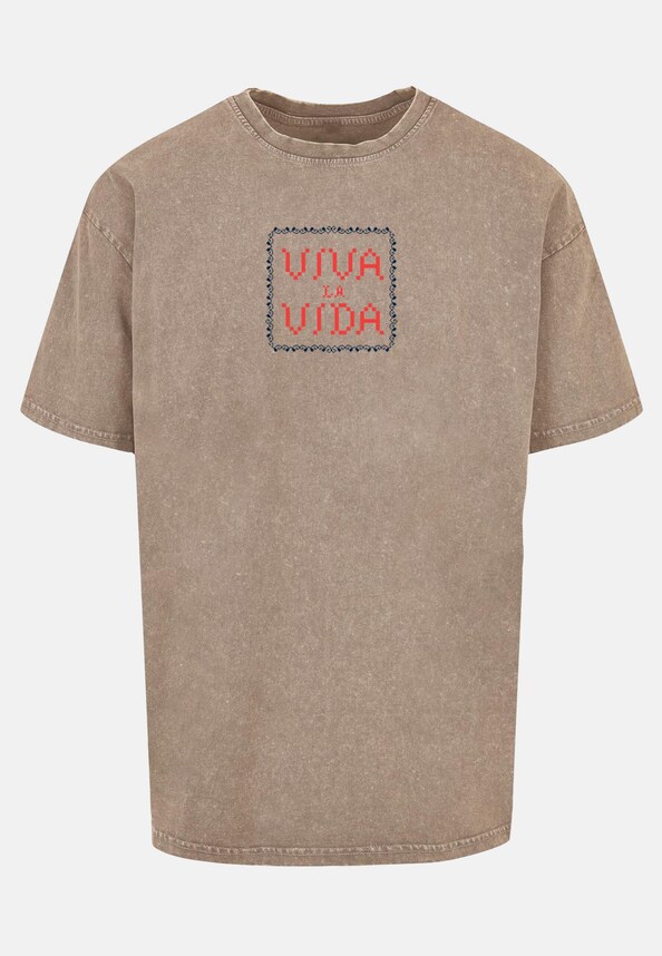 Frida Kahlo - Pixels viva la vida Acid Washed Heavy Oversize-2