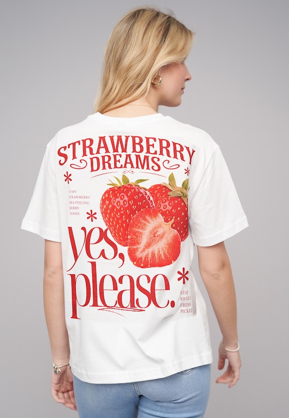 Ladies 77 Strawberry White Tee-1