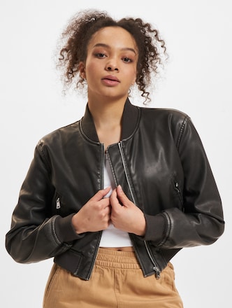 Only Halli Faux Leather Wash Bomber