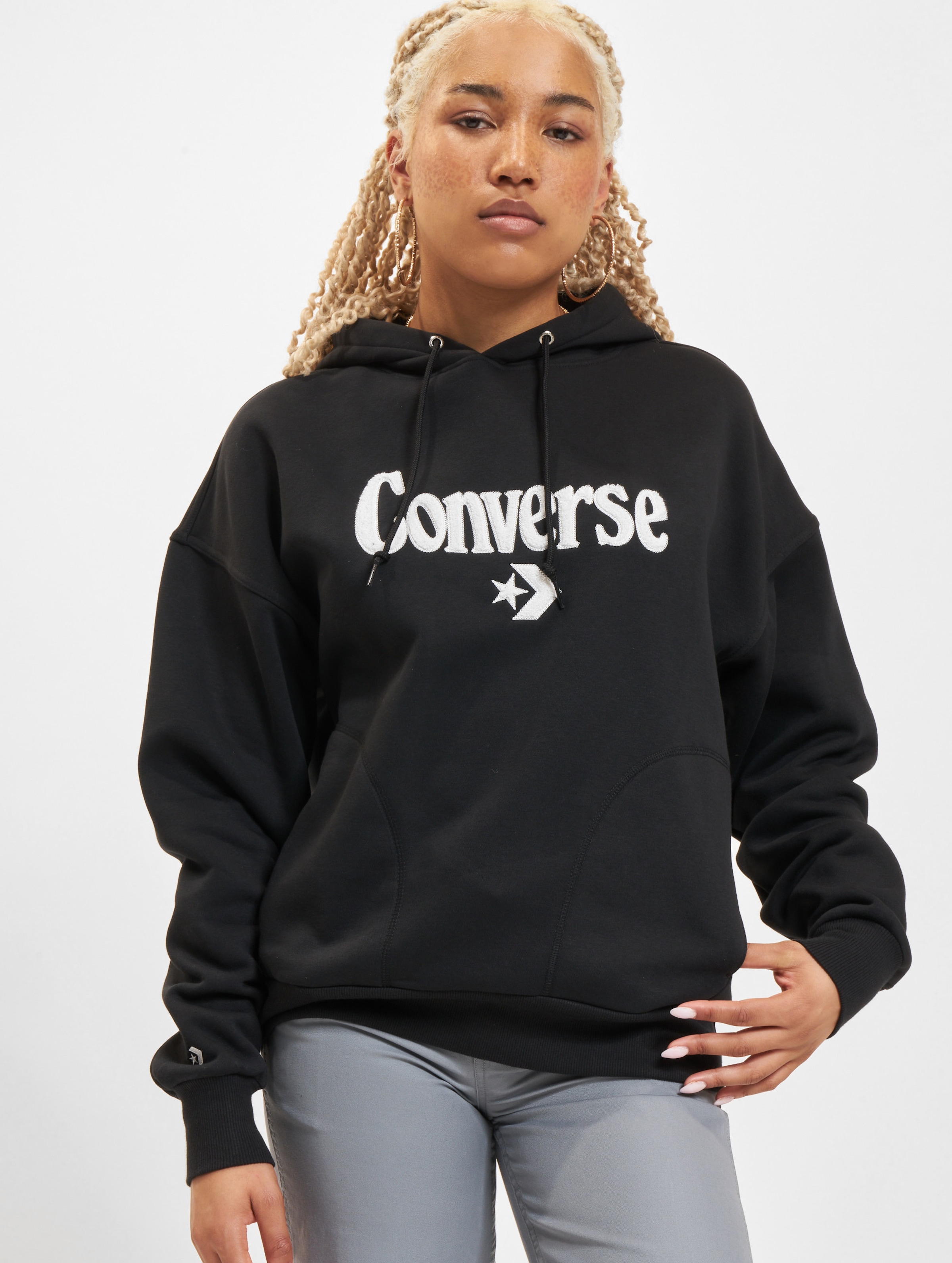 Converse Oversized Fleece Hoodie Frauen,Unisex op kleur zwart, Maat XS