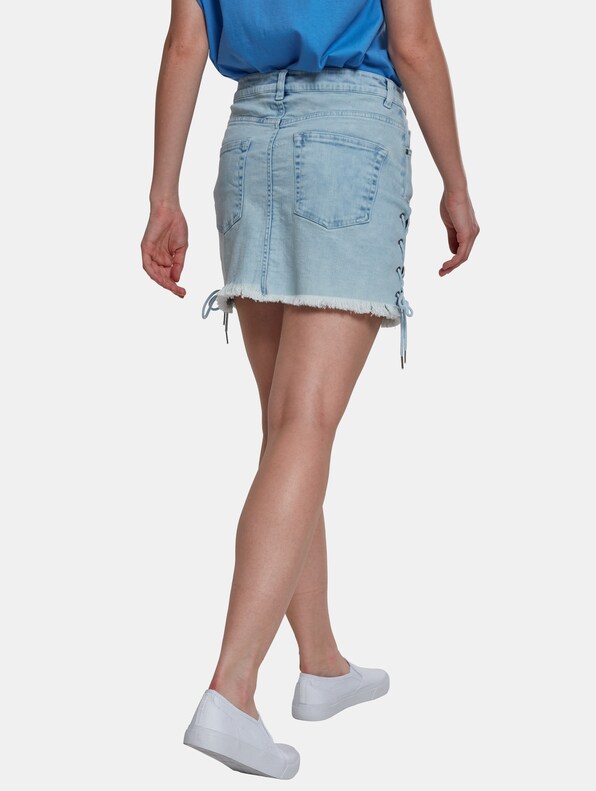 Ladies Denim Lace Up Skirt-1