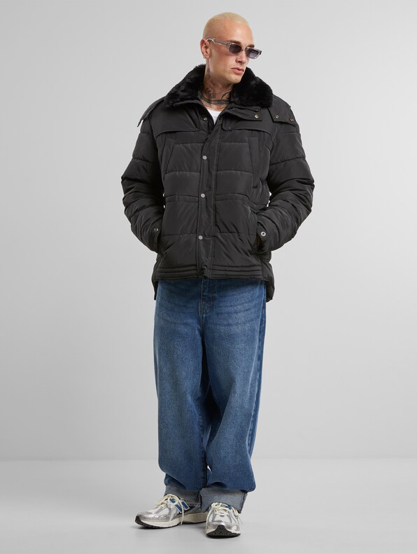 Urban Classics With Detachable Fur Collar Puffer Jackets-3