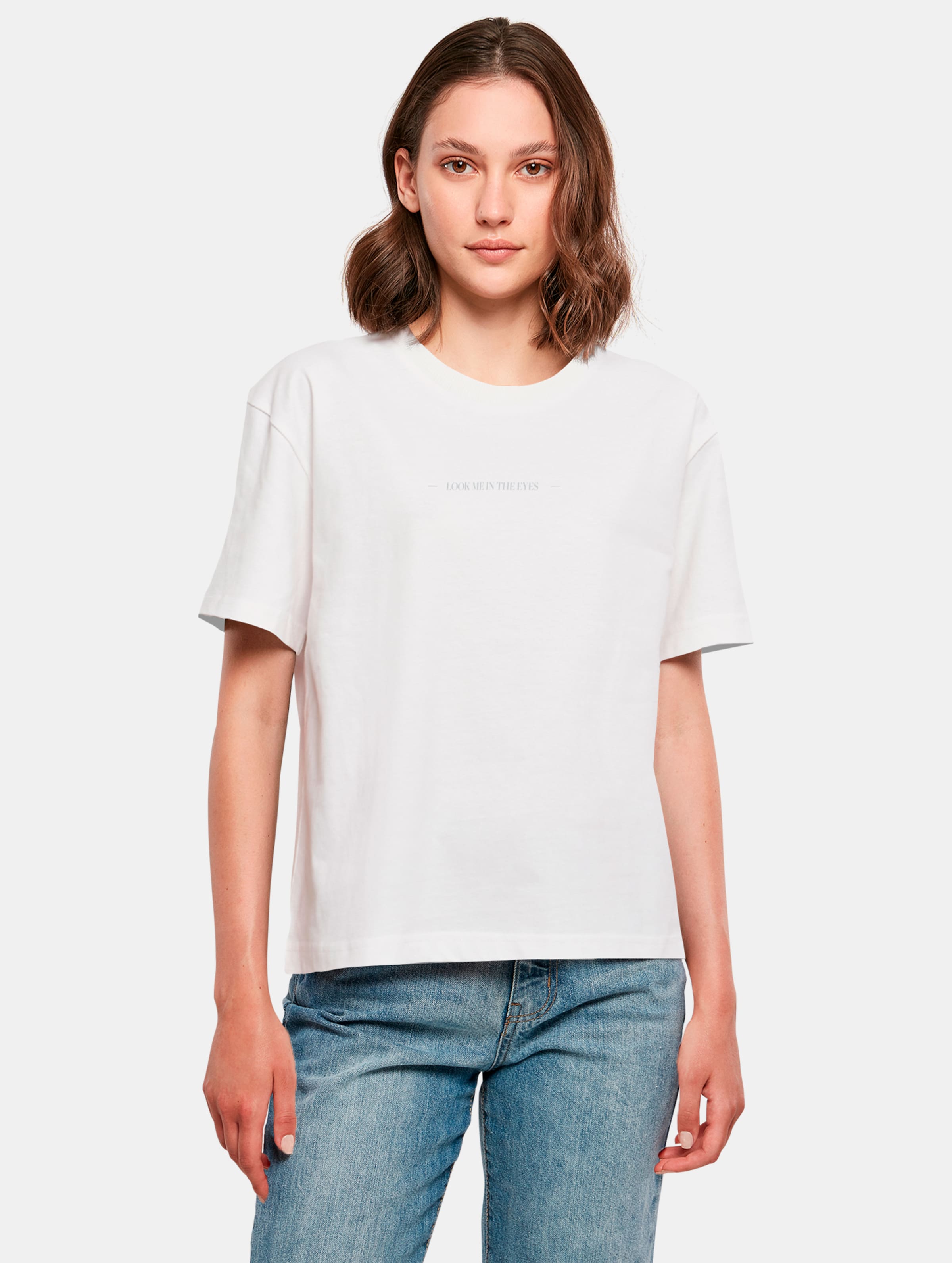 Miss Tee Look Me In The Eyes T-Shirts Frauen,Unisex op kleur wit, Maat XL