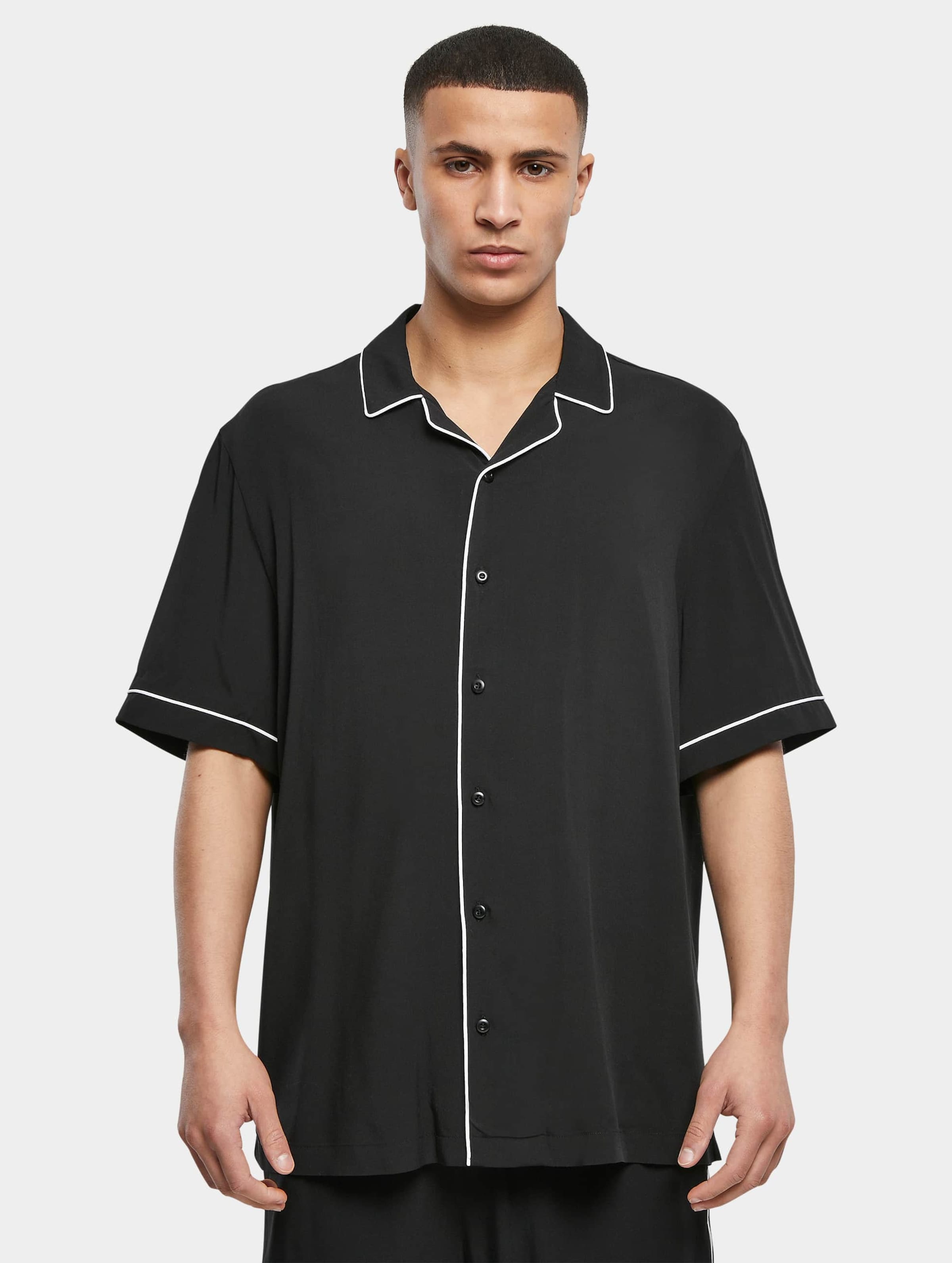 Urban Classics Overhemd -XL- Bowling Shirt Zwart