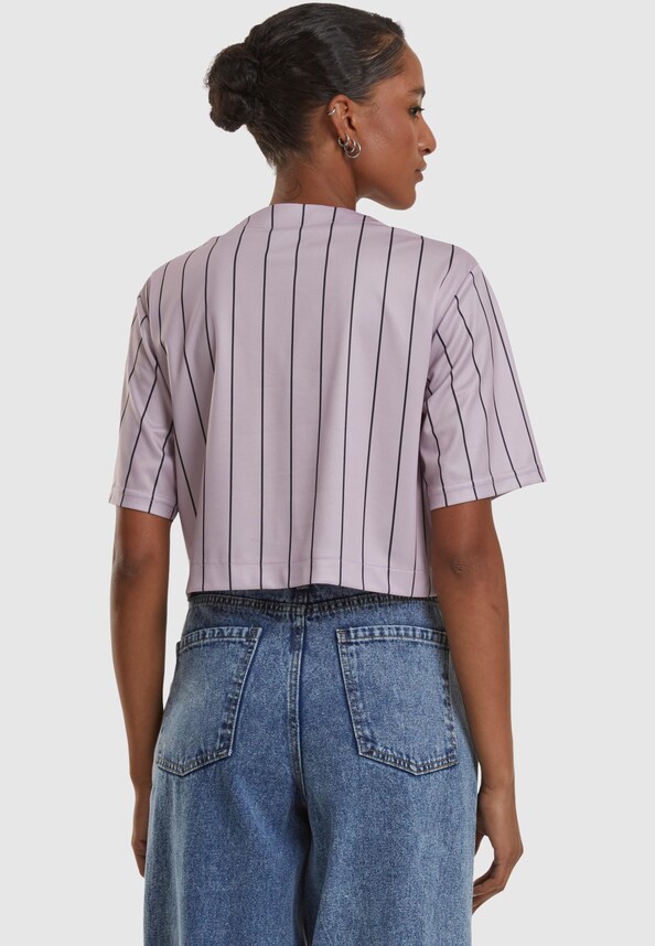 Karl Kani OG Star Logo Crop Pinstripe Baseball Shirt-1