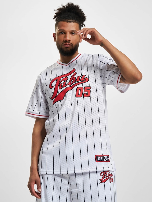 FM231-005-1 FUBU Varsity Pinstriped Mesh Tee-0