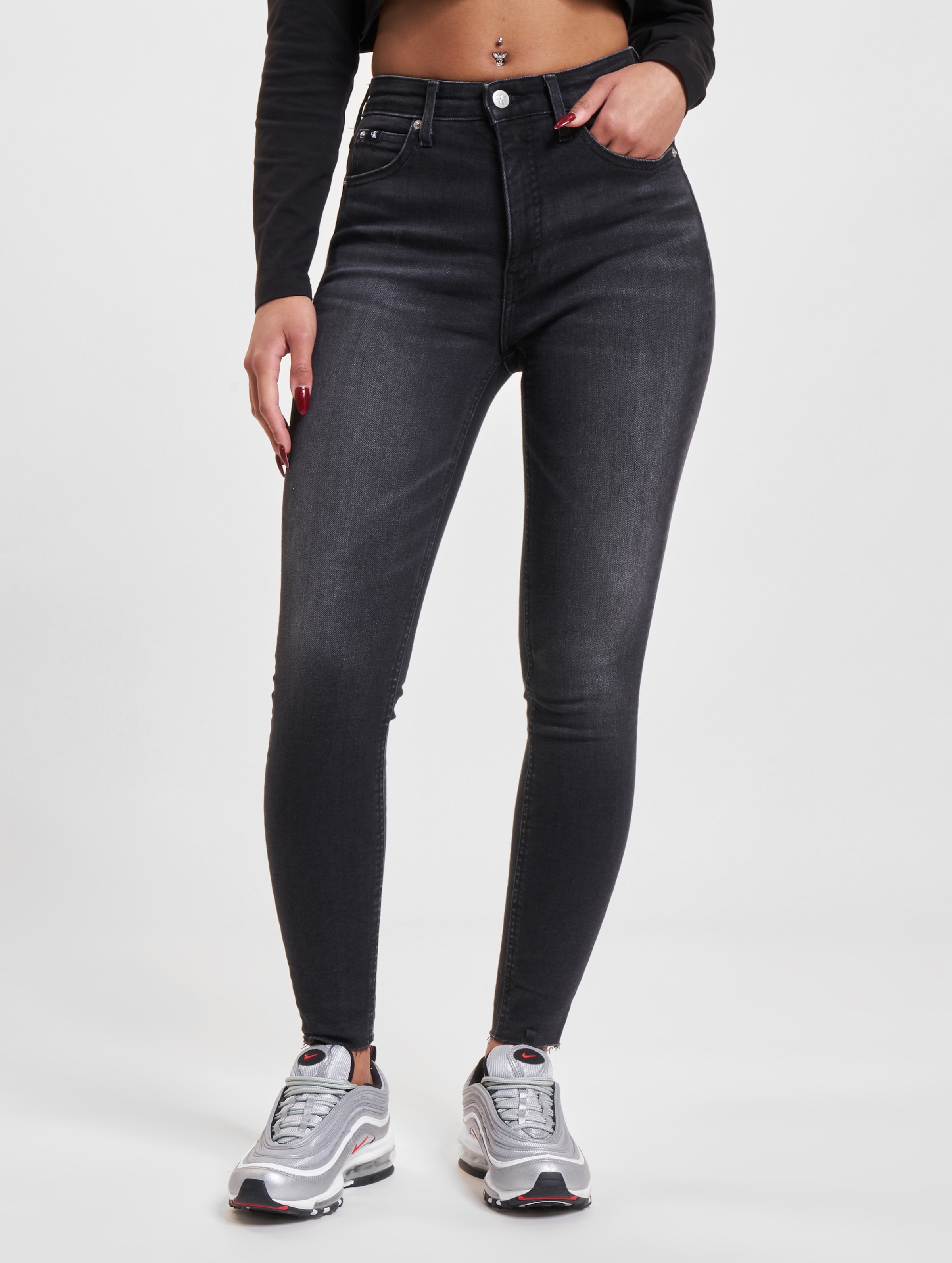 Calvin Klein Jeans High Rise Ankle Super Skinny Fit Vrouwen op kleur zwart, Maat 30