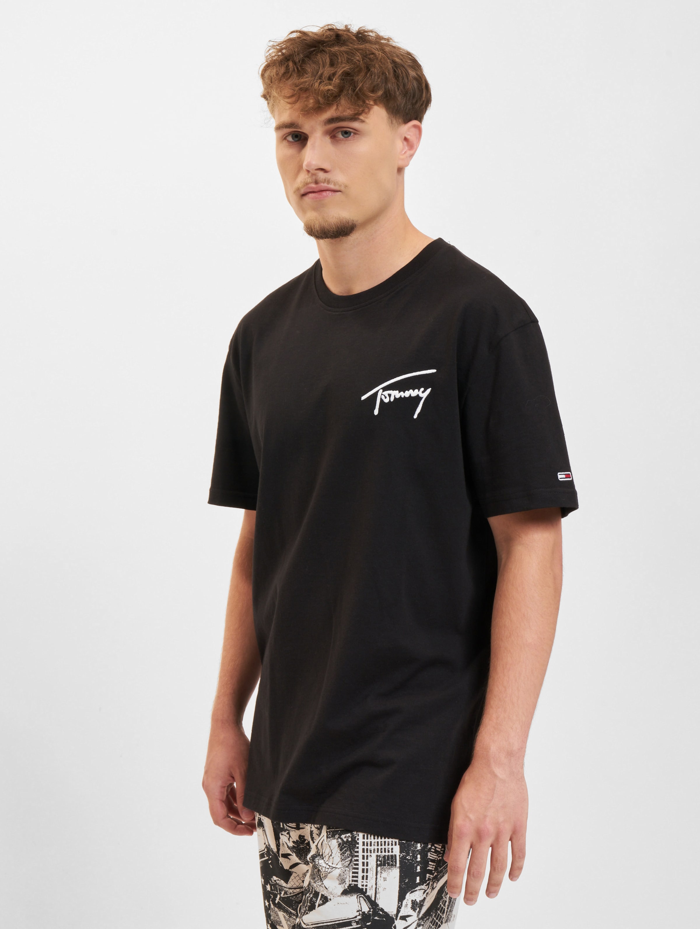 Tommy Jeans Signature T-Shirt Männer,Unisex op kleur zwart, Maat XL