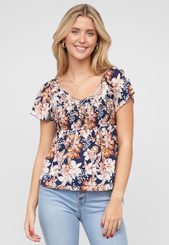 Peplum Schößchen Top mit Floralem Print
