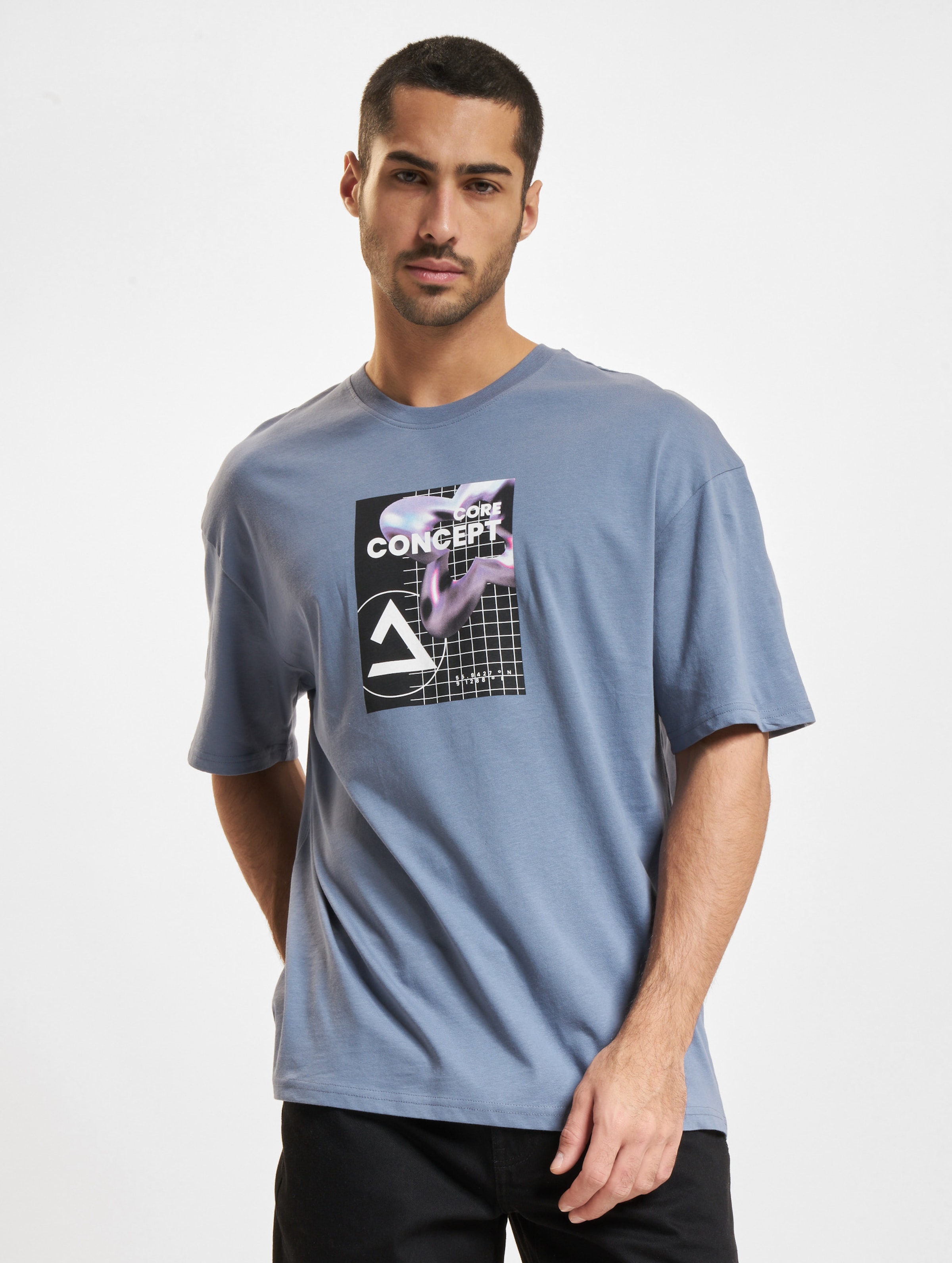 Jack & Jones Flower Text Crew Neck T-Shirts Männer,Unisex op kleur blauw, Maat XL