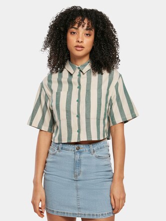 Ladies Short Oversized Stripe Shirt