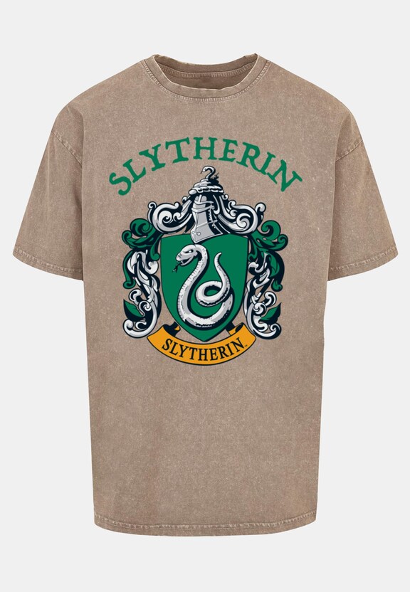 Harry Potter - Slytherin Crest Acid Washed Oversized Tee-4