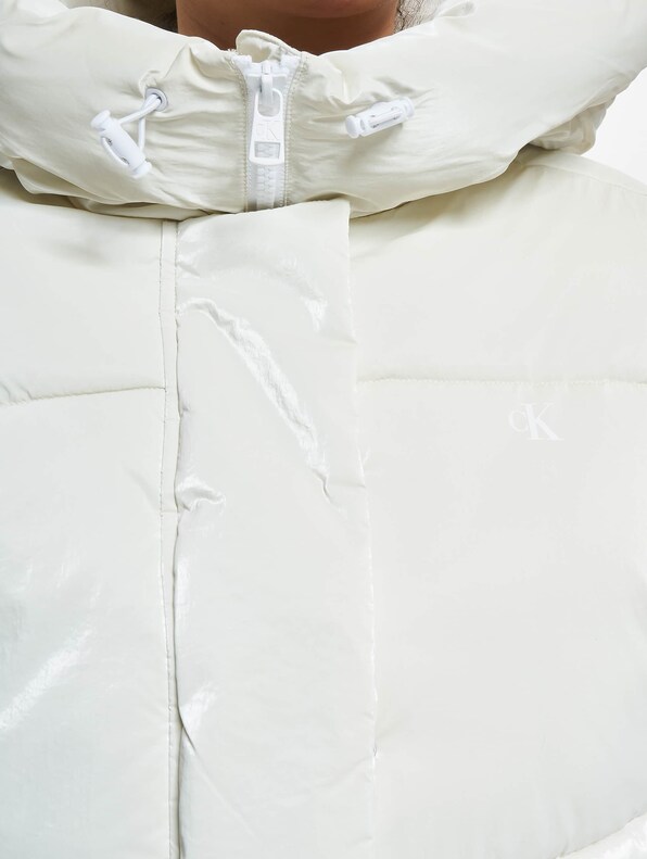 Calvin Klein Blocking Cropped Puffer Winter Jacket Ivory/Bright-3