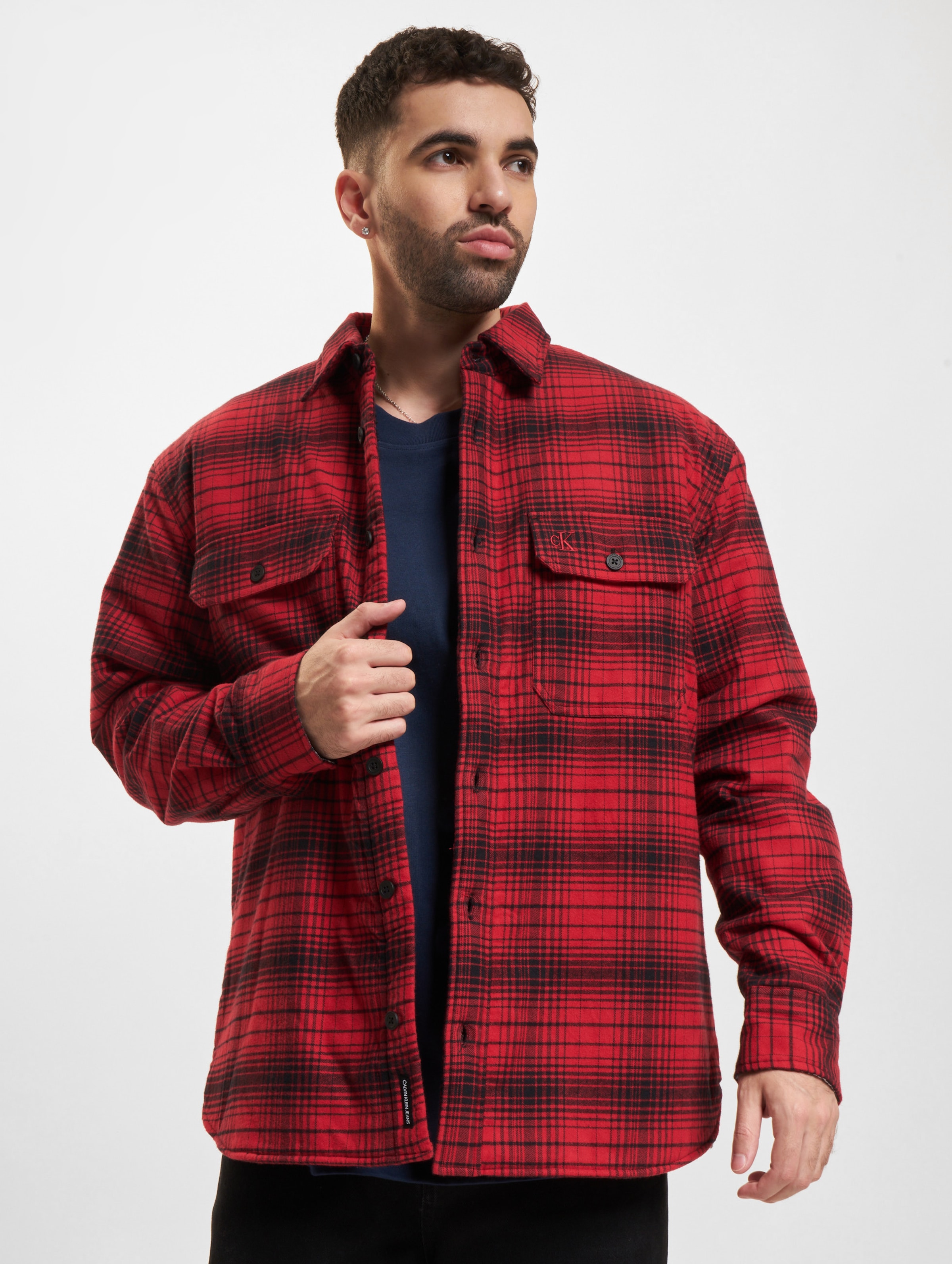 Calvin Klein Jeans Sherpa Lined Check Langarmhemd Mannen op kleur rood, Maat M