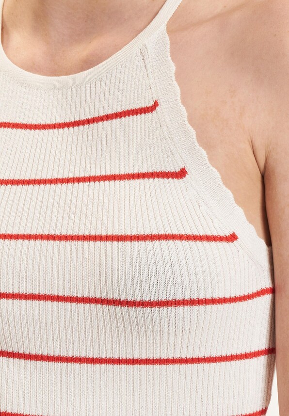 Gemma Sleeveless Scallop Stripe O-Neck -4