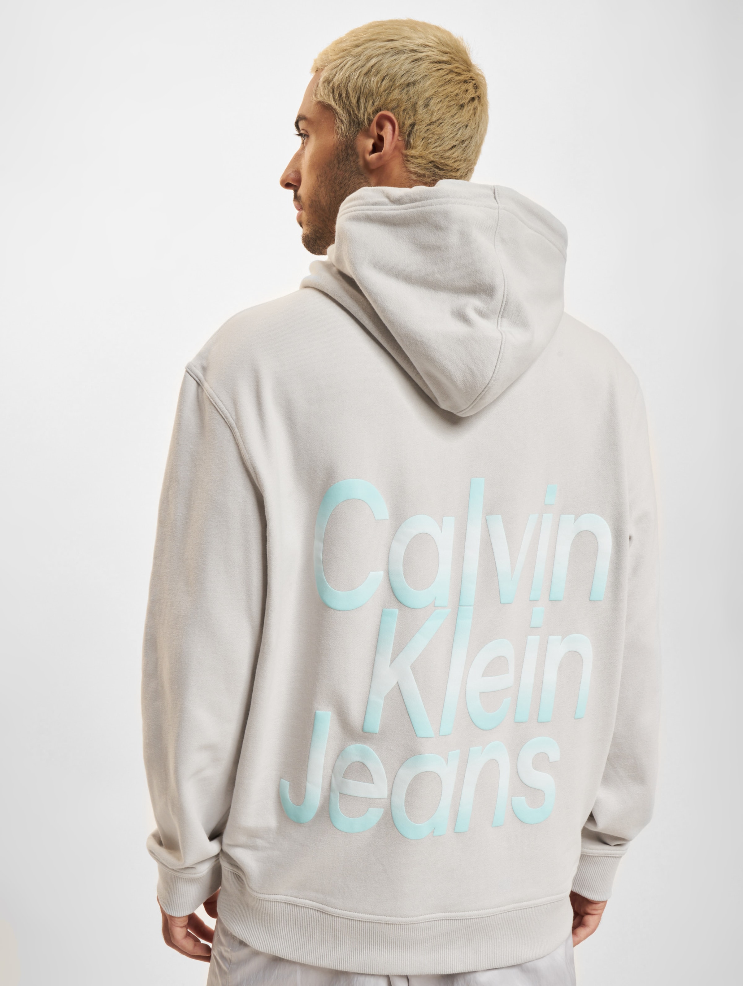 Calvin Klein Jeans Blown up Diffused Stacked Hoodie Mannen op kleur grijs, Maat S