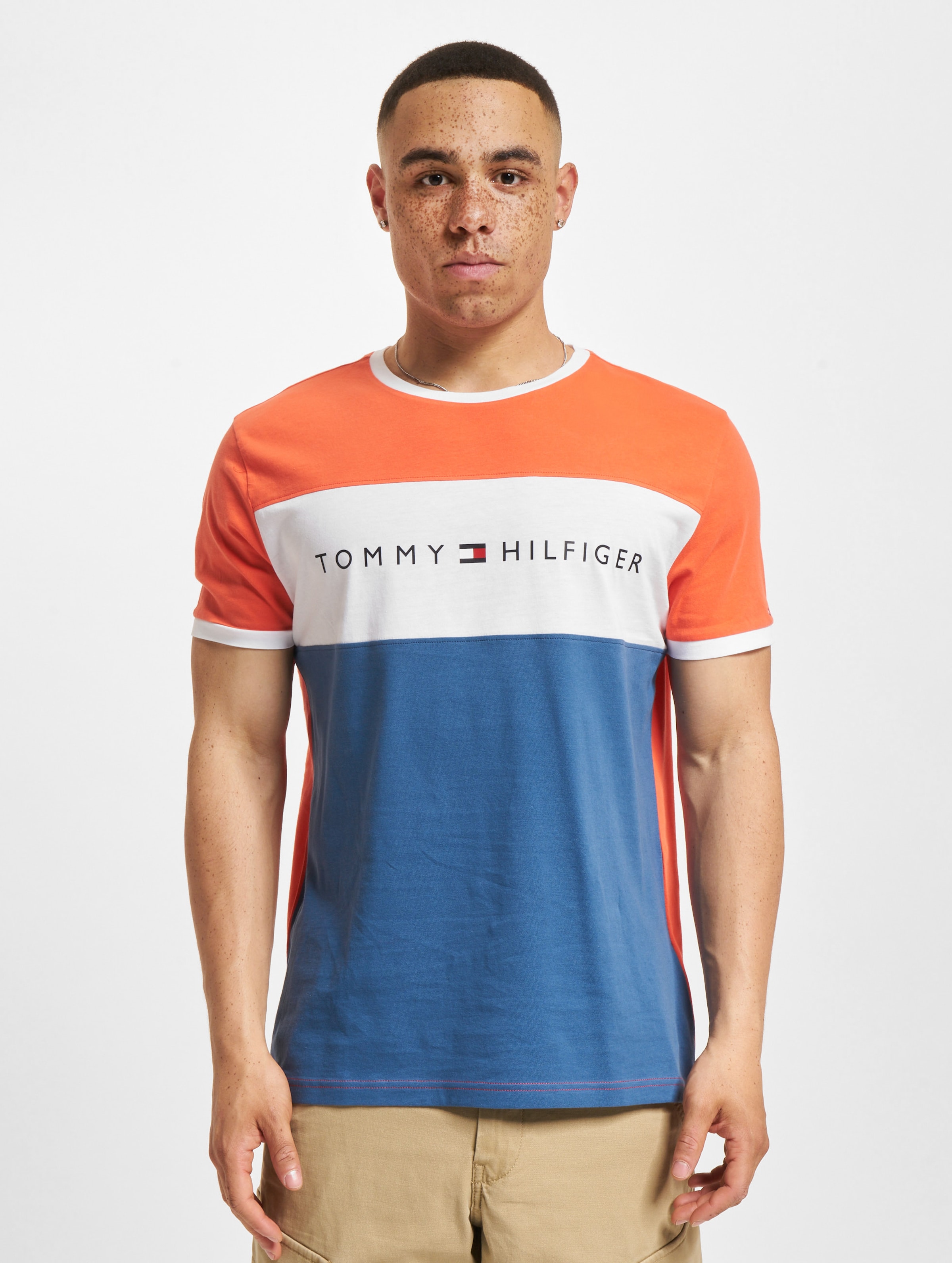 Tommy Hilfiger CN Logo Flag T-Shirt Männer,Unisex op kleur oranje, Maat M