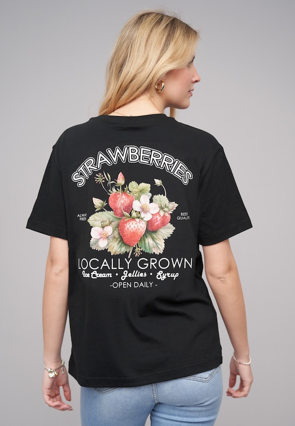 Ladies 77 Locally Grown Black Tee-1