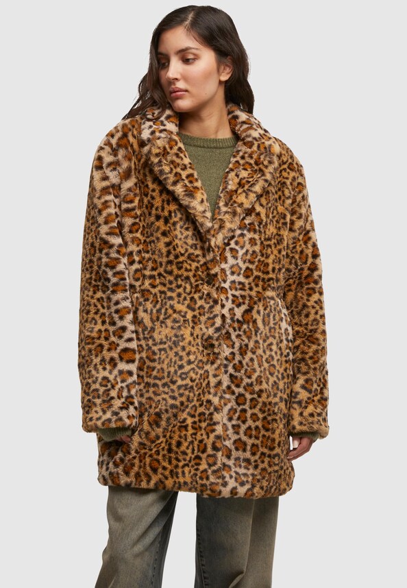 Ladies Oversized Faux Fur Leo -0