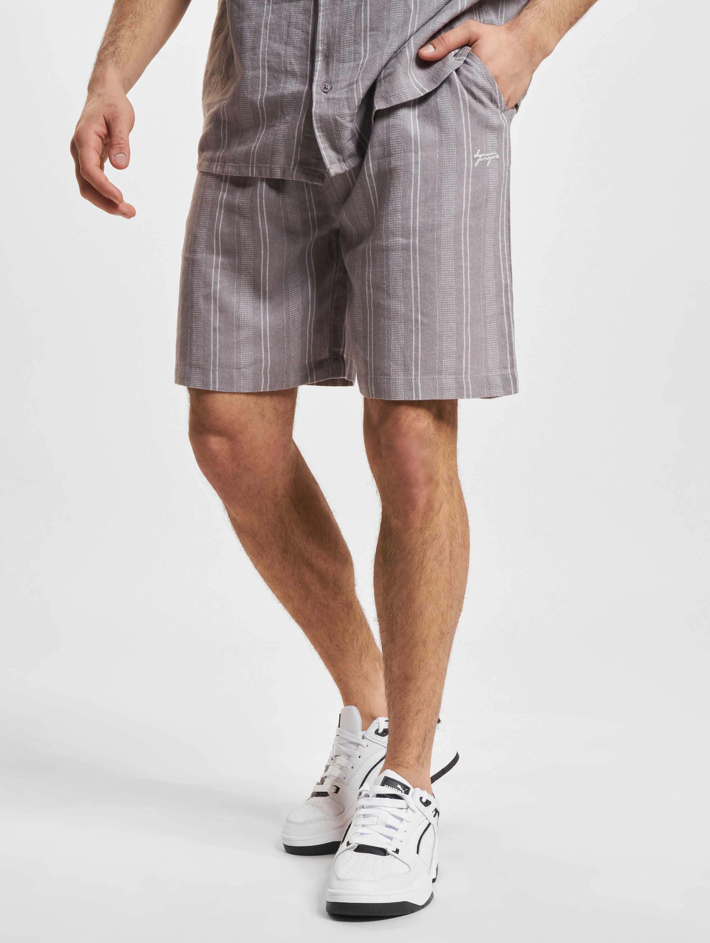 Denim Project Stripe Linen Blend Shorts Mannen op kleur beige, Maat XXL