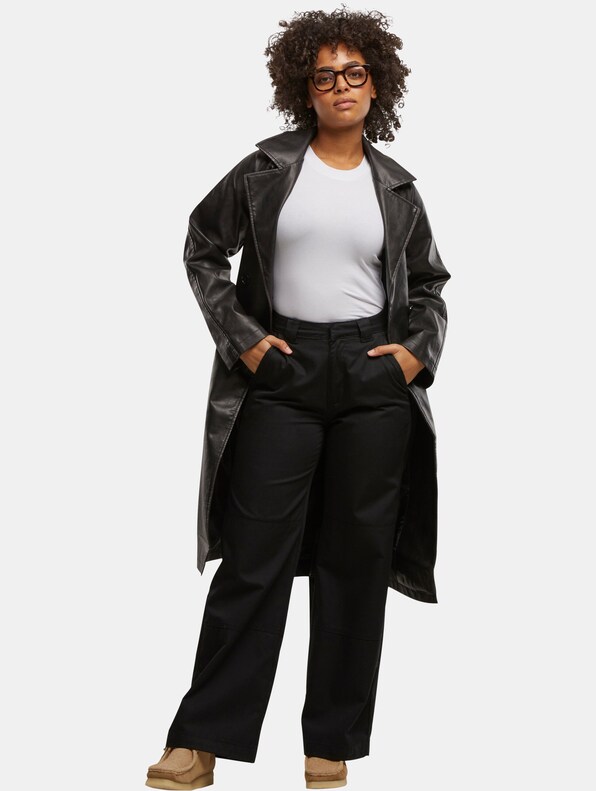 Urban Classics Ladies Vintage Leather Trenchcoat-3