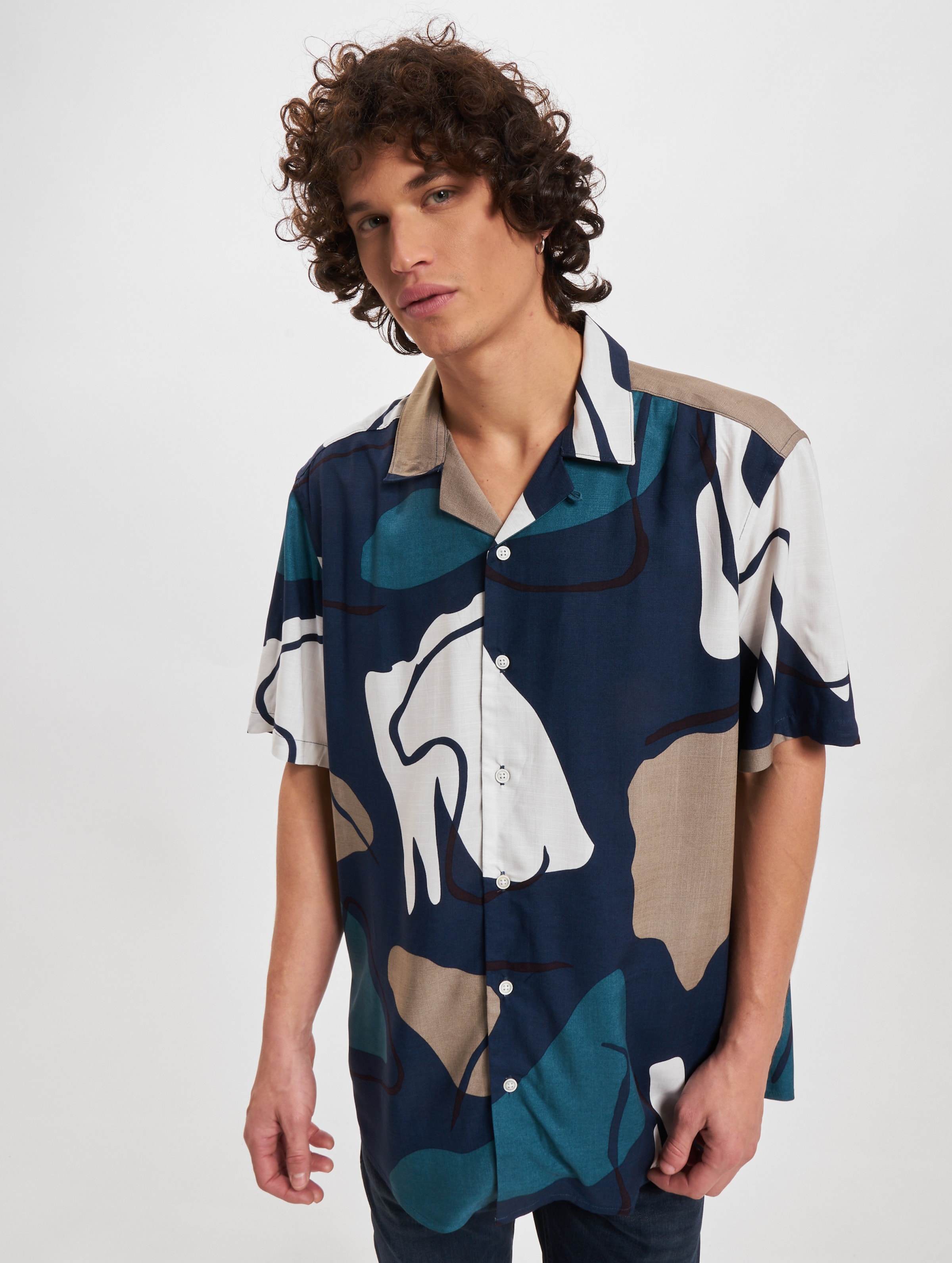 Overhemd heren korte mouwen- Print- Festival shirt- Only & Sons- onsdab- dark navy- Maat XL
