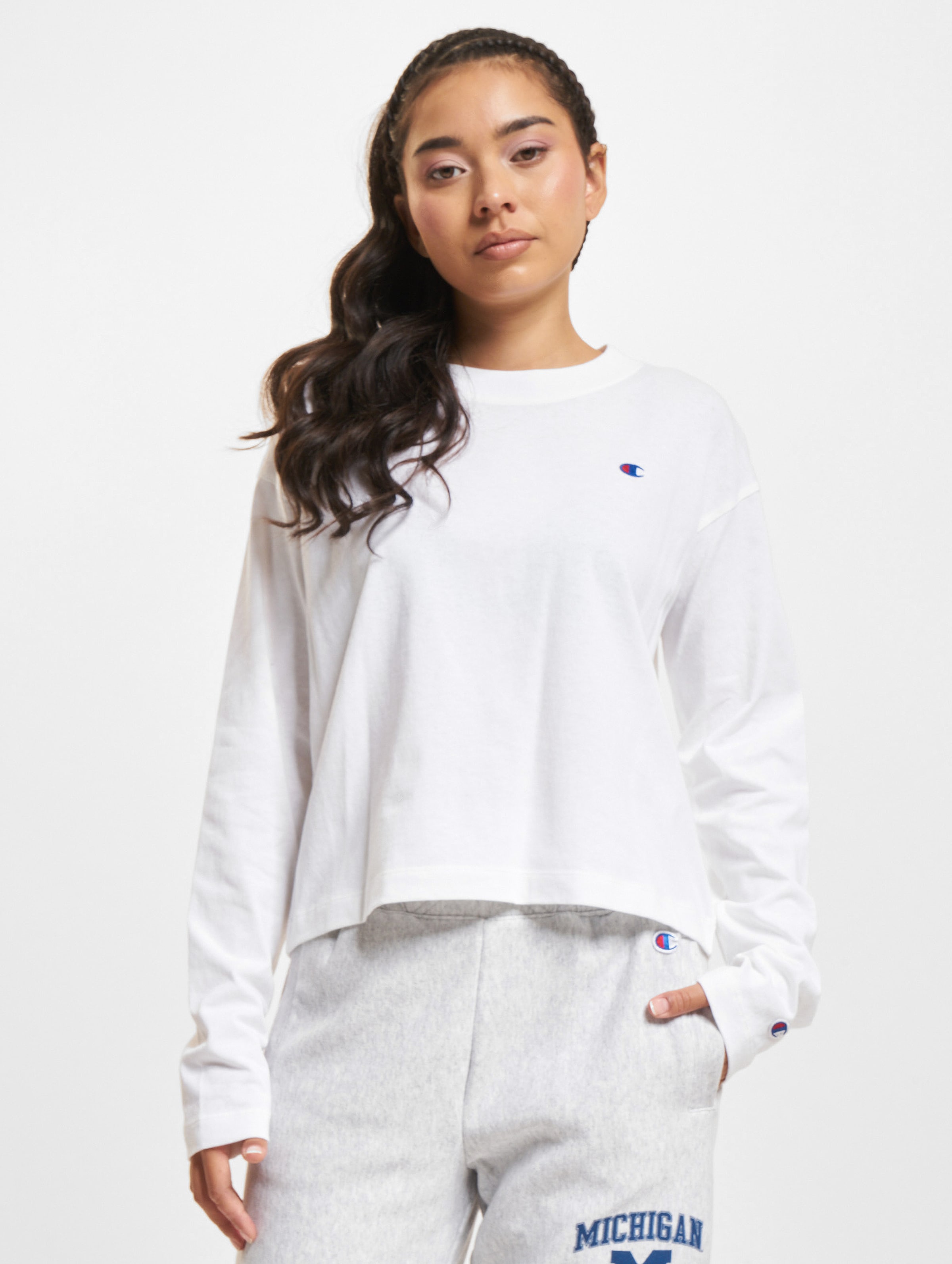 Champion Crewneck Longsleeve op kleur wit, Maat XS