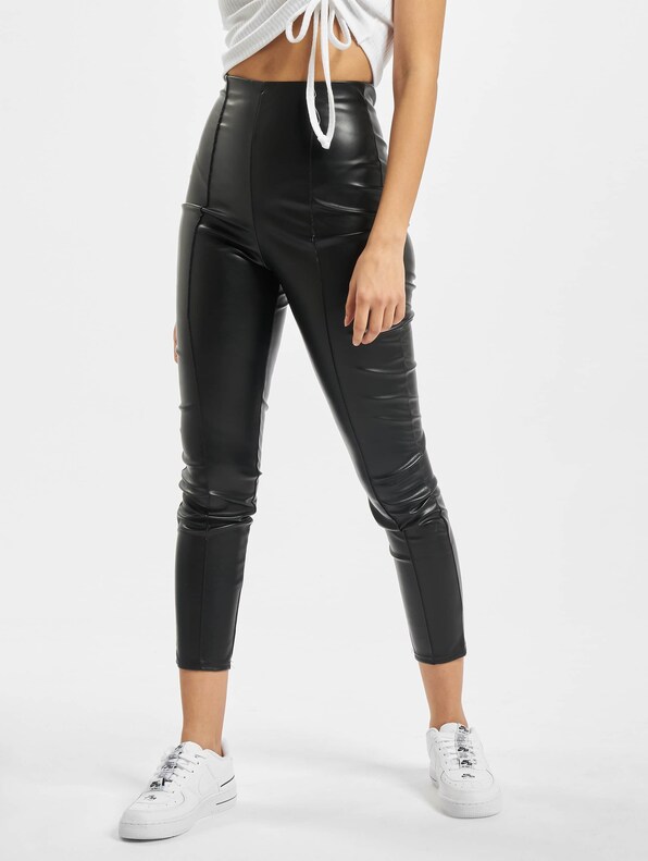 Missguided Faux Leather Pin Tuck Leggings -2