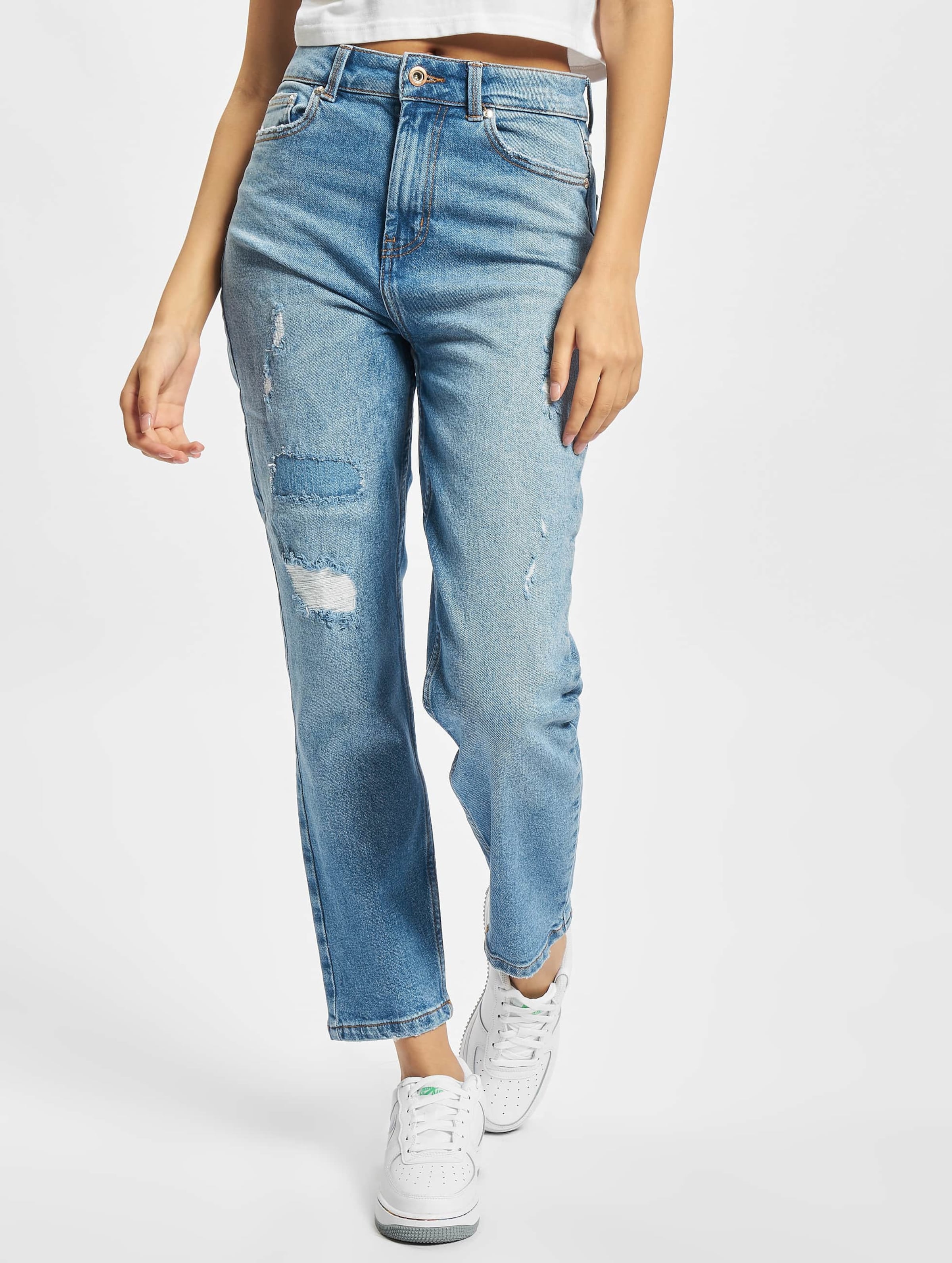 Only Onlemily Repaired Slim Fit Jeans Vrouwen op kleur blauw, Maat 2932