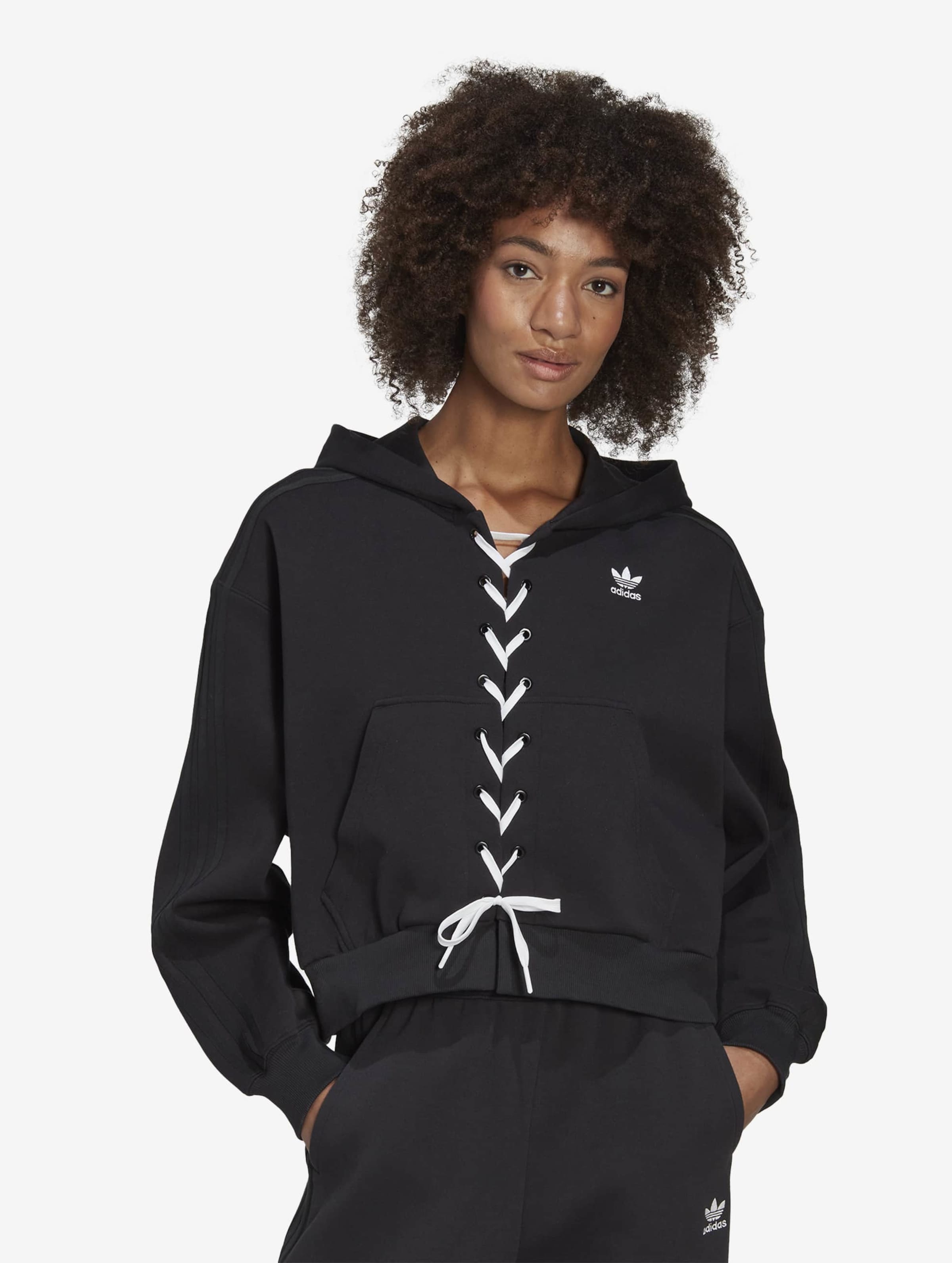 Adidas large best sale logo cropped hoodie