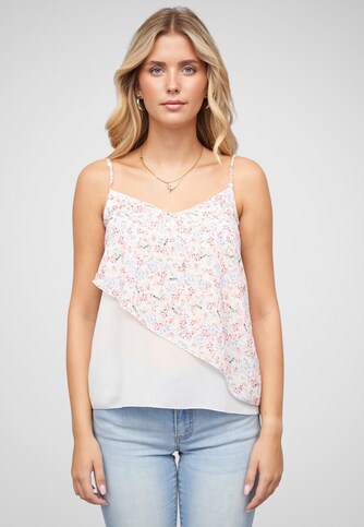 Chiffon Top 2-lagig V-Neck Blumen Print