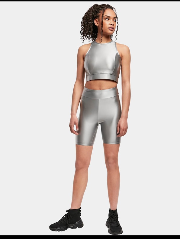 Urban Classics Ladies Highwaist Shiny Metallic Cycle Shorts-3