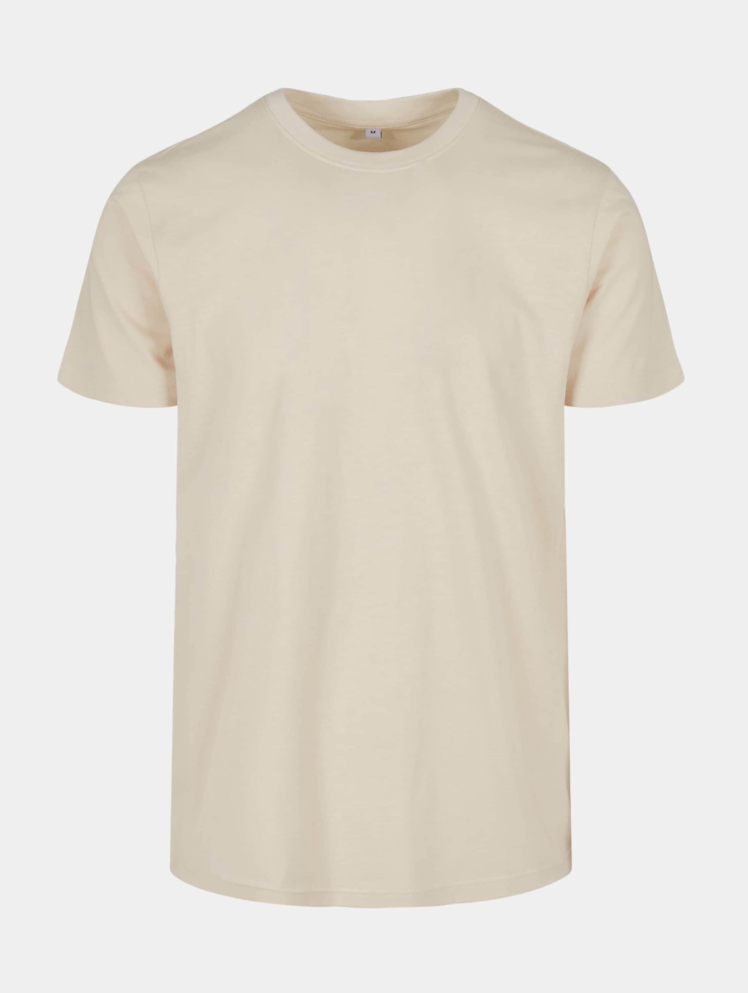 Build Your Brand Basic Round Neck T-Shirt Mannen op kleur beige, Maat S