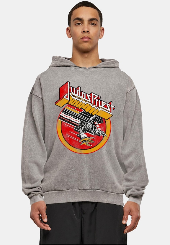 Judas Priest -  Solid Circle Acid Washed Oversized Hoody-0