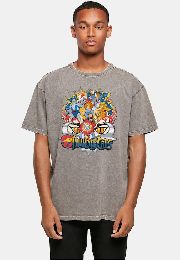 Thundercats - Group Shot Acid Washed Oversized Tee-0