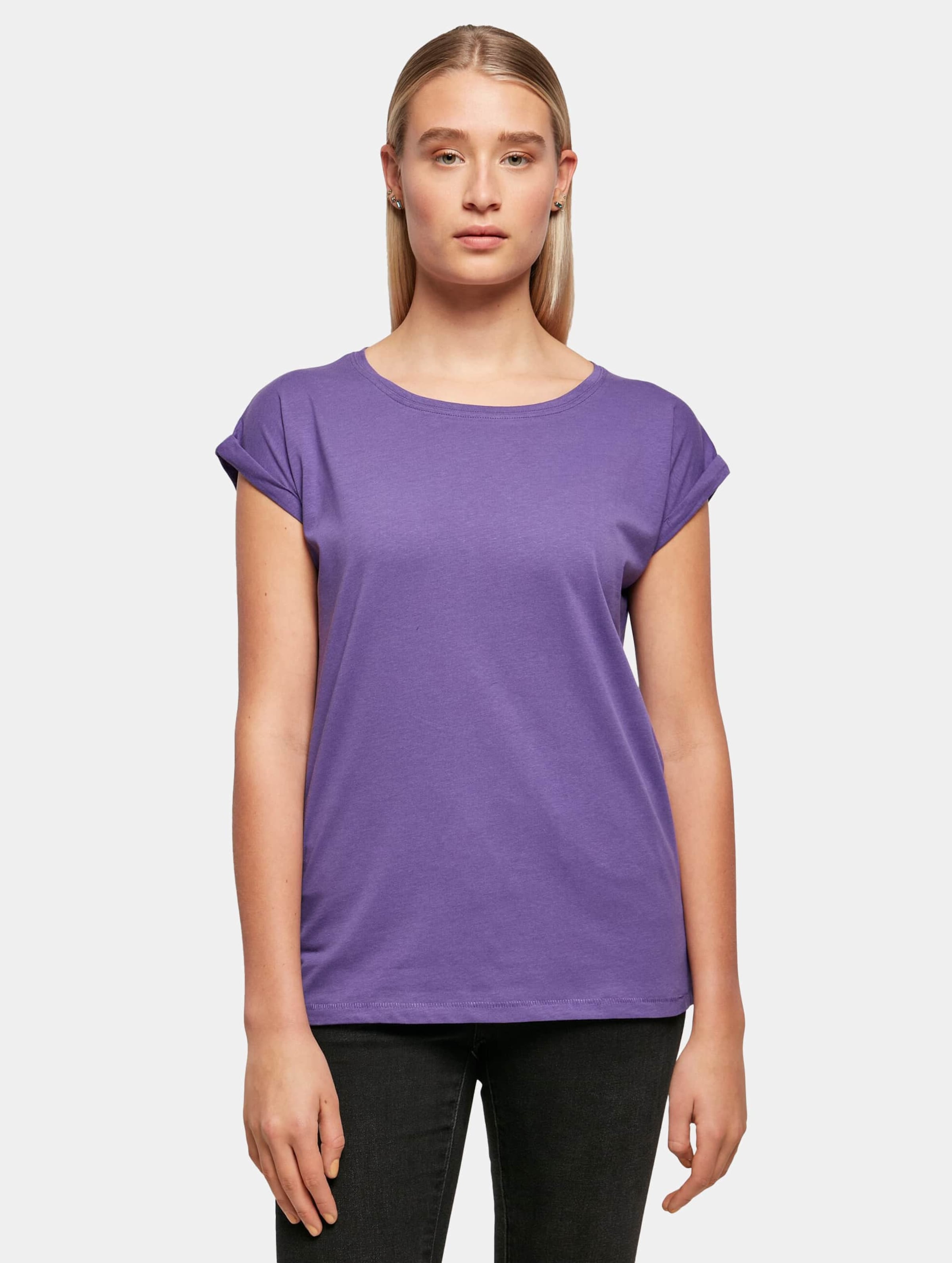 Build Your Brand Ladies Extended Shoulder Tee Vrouwen op kleur violet, Maat S