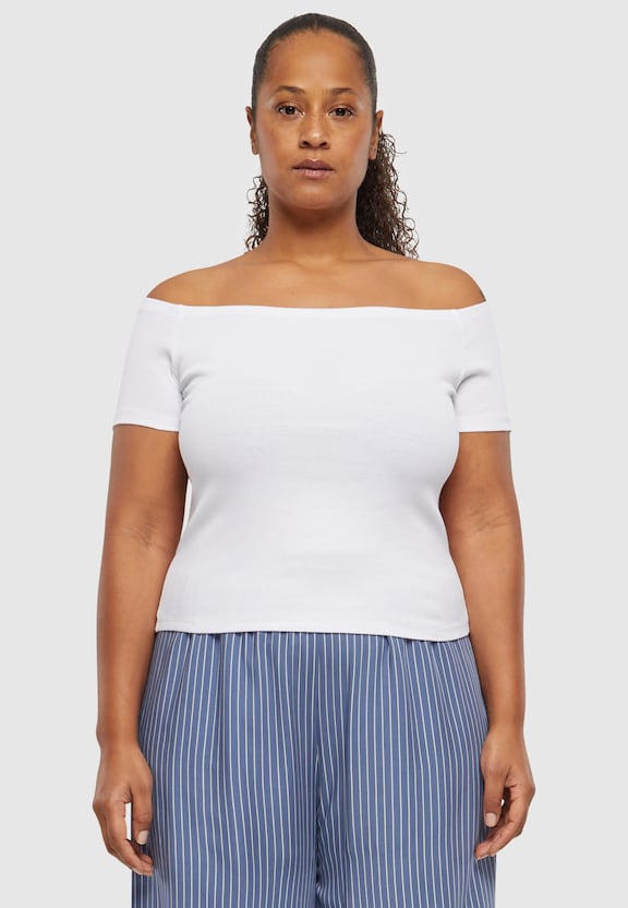 Ladies Organic Off Shoulder Rib Tee-7