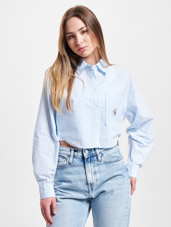 Calvin Klein Jeans Woven Label Cropped Hemden-2