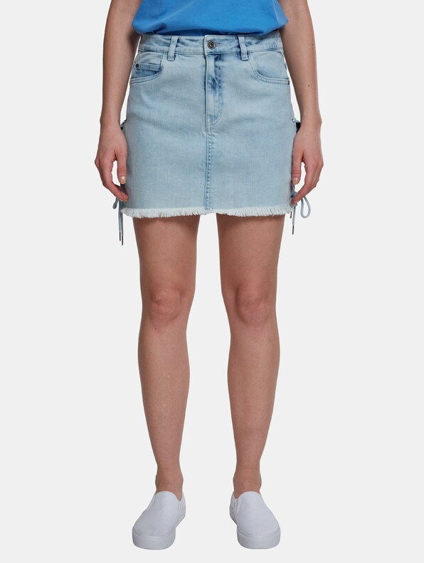 Ladies Denim Lace Up Skirt-3