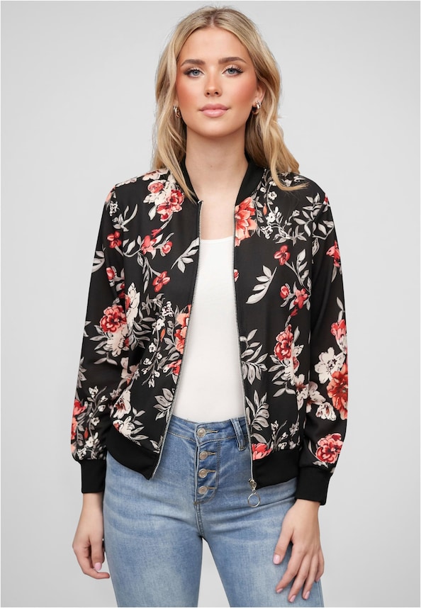 Cloud5ive Damen Blouson Bomberjacke mit Blumen Print-0