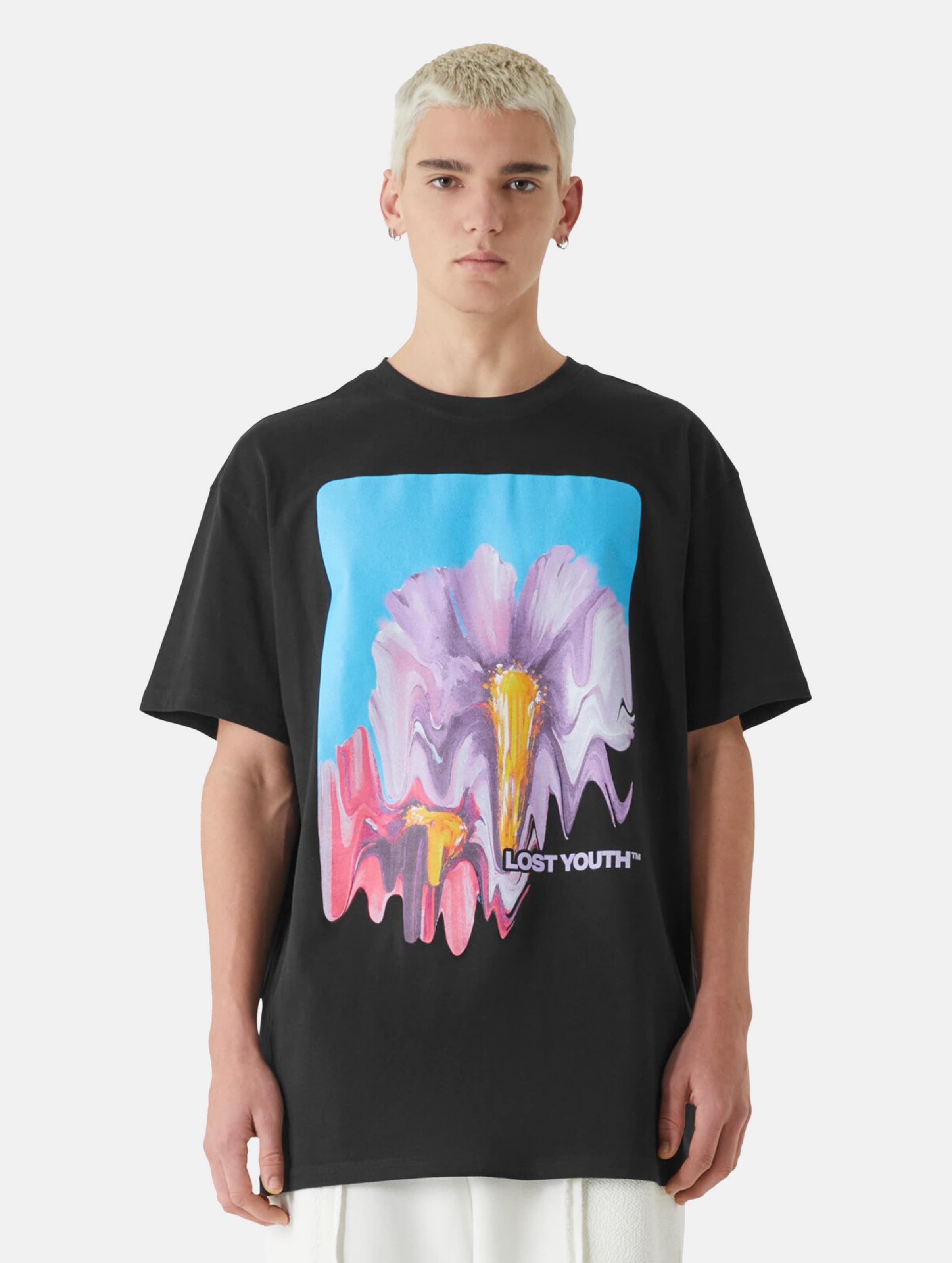 Lost Youth Blurred Flowers T-Shirts Mannen op kleur zwart, Maat XL