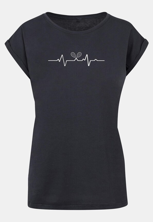 Ladies Tennis Beats Extended Shoulder Tee-4