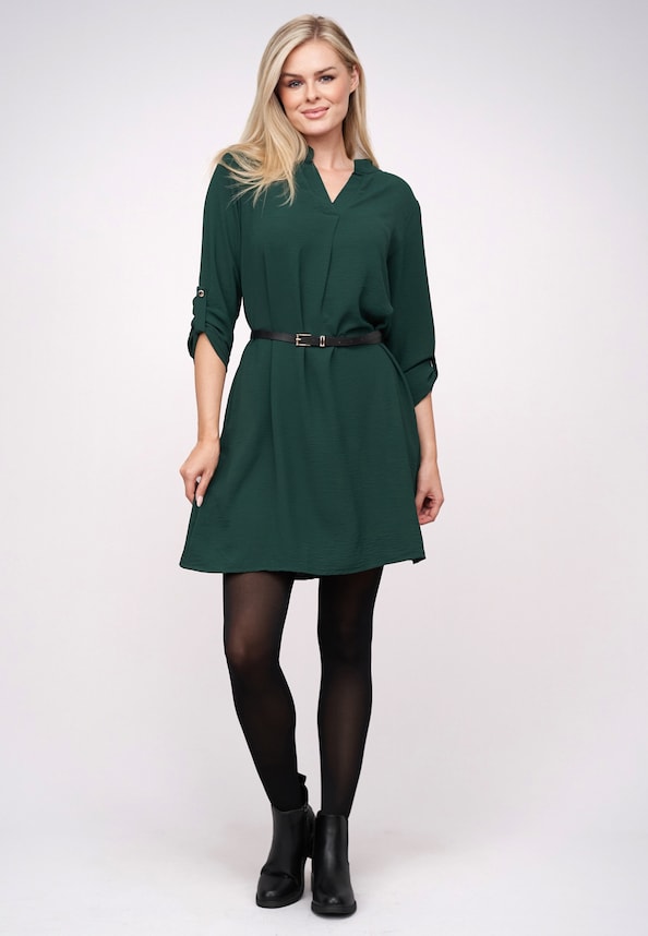 Musselin Dress with turn-up sleeves and belt-4